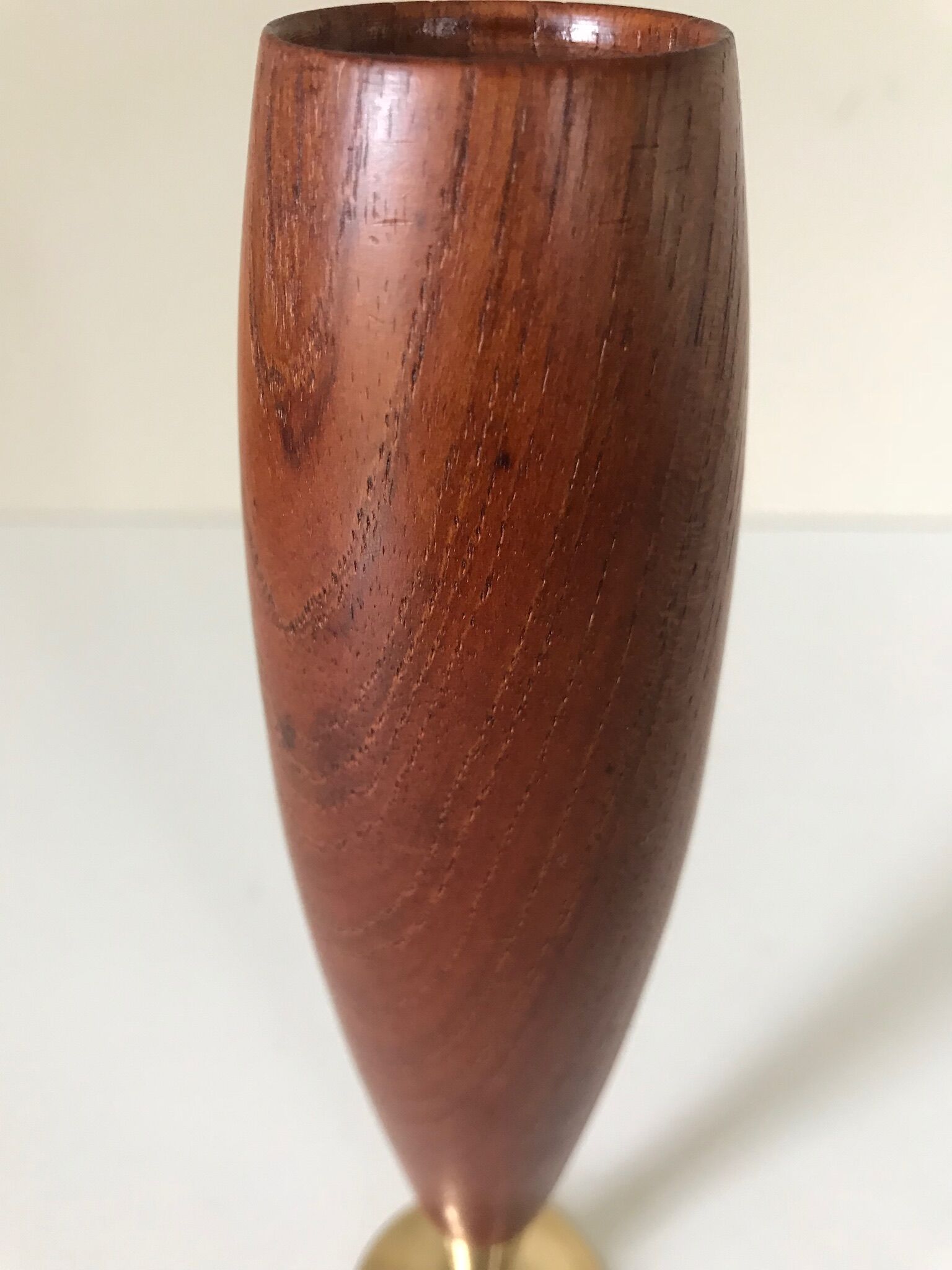 Candlestick Scandinavian brass and teak design 60s