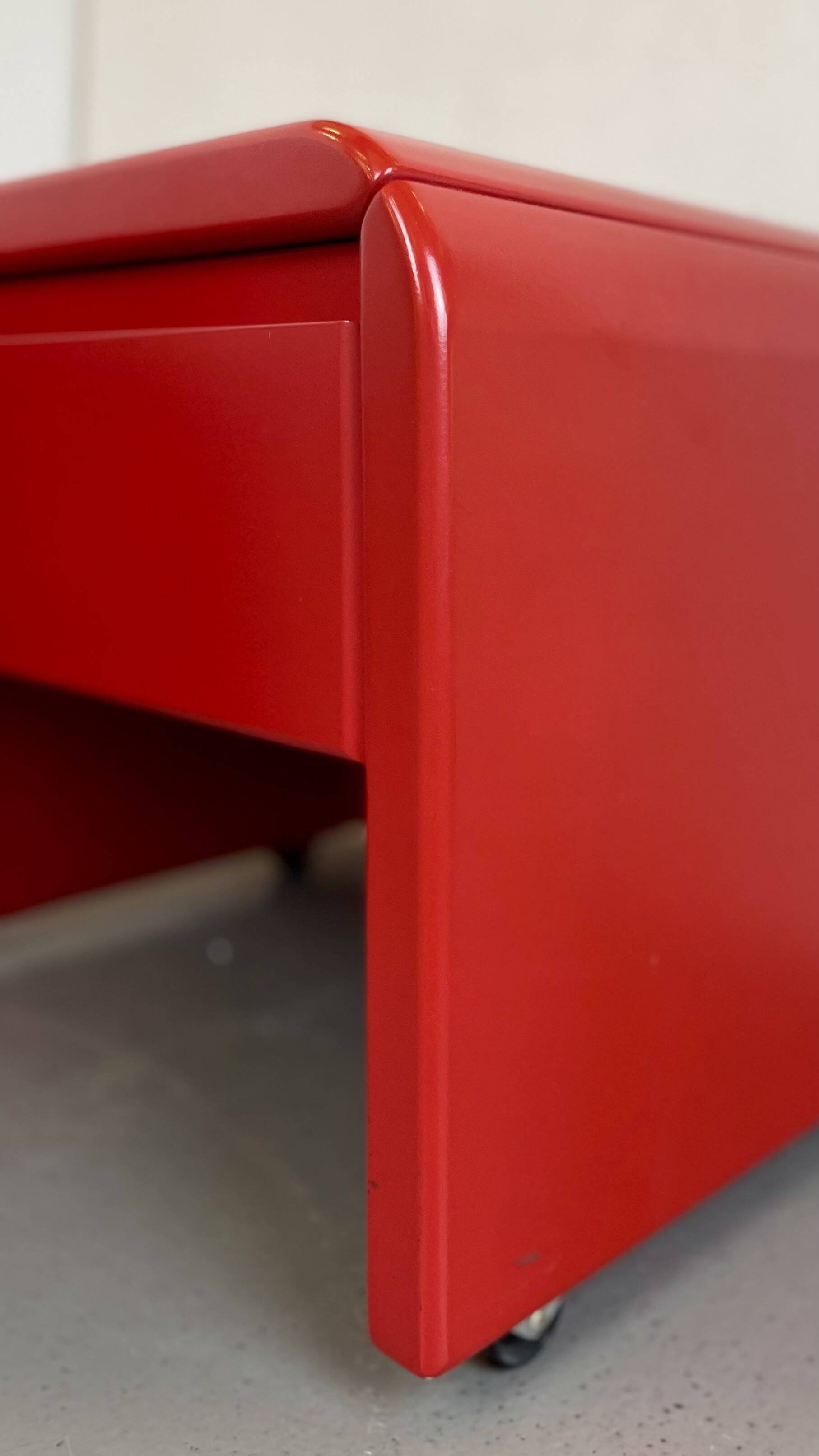 Pair of red bedside tables, 1980s