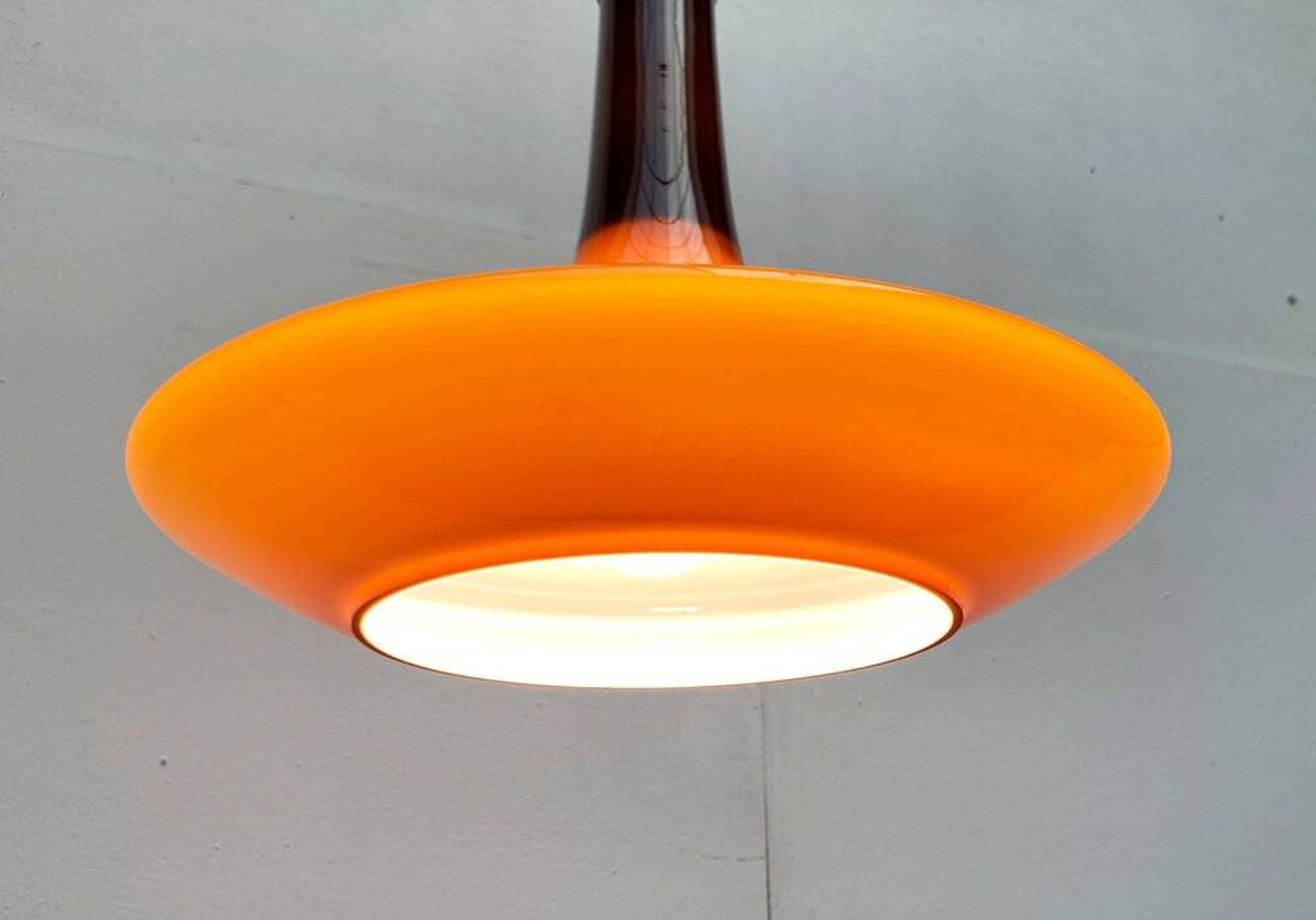Mid-century glass tulip pendant by Peill & Putzler, 1960s.