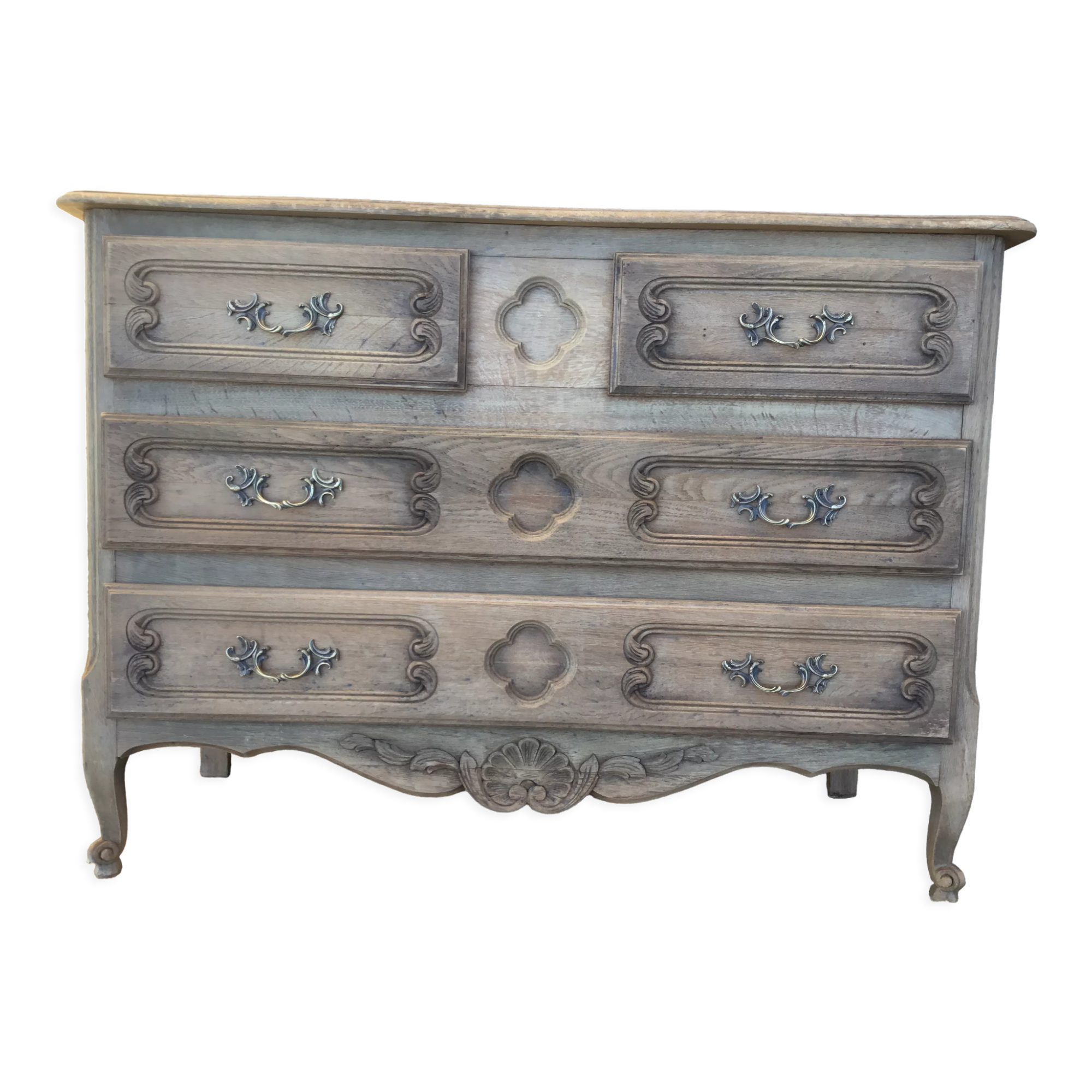 Louis XV style chest of drawers in stripped oak