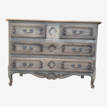 Louis XV style chest of drawers in stripped oak