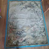 old braided wall tapestry the wolf and the lamb