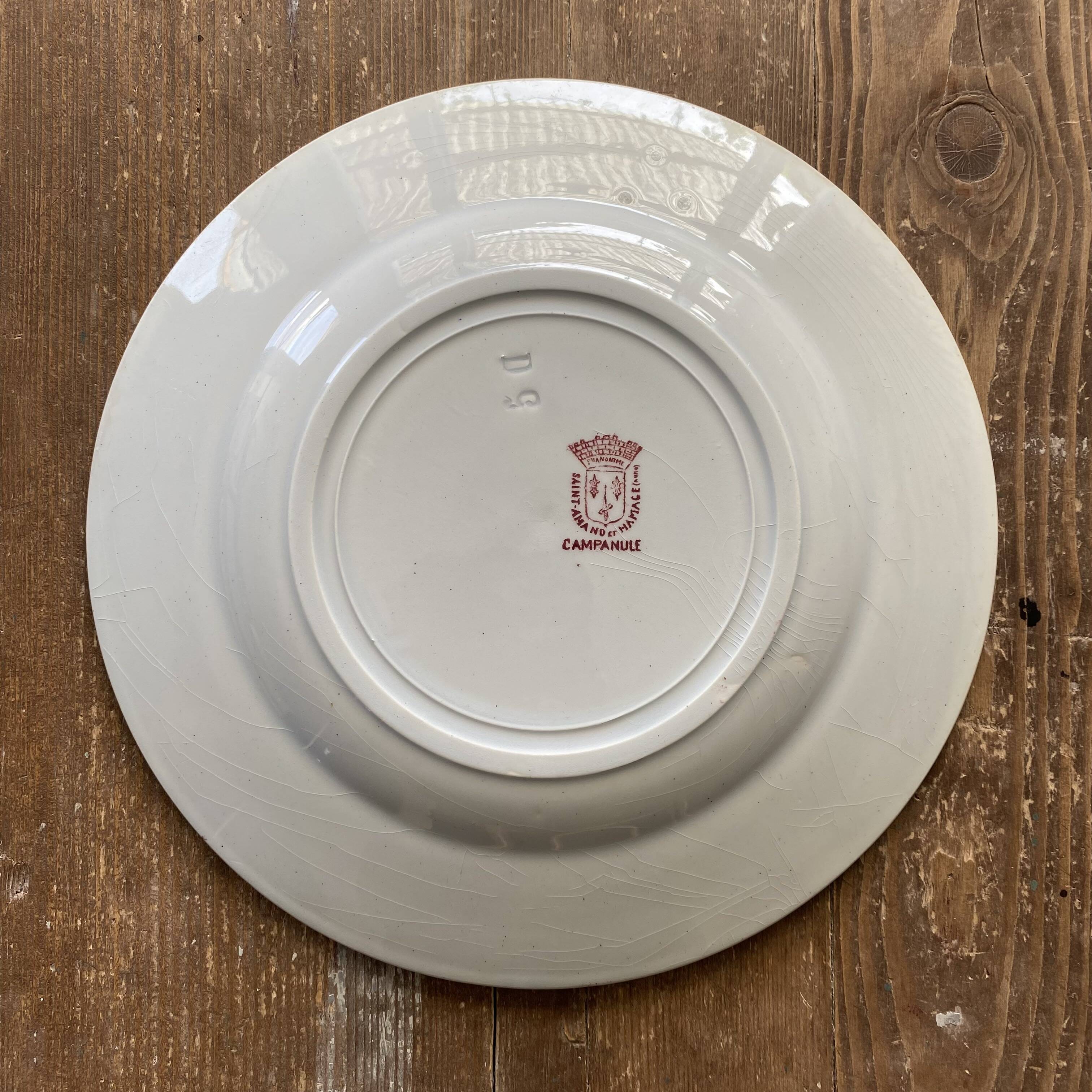 Assiette plate campanule rose x2