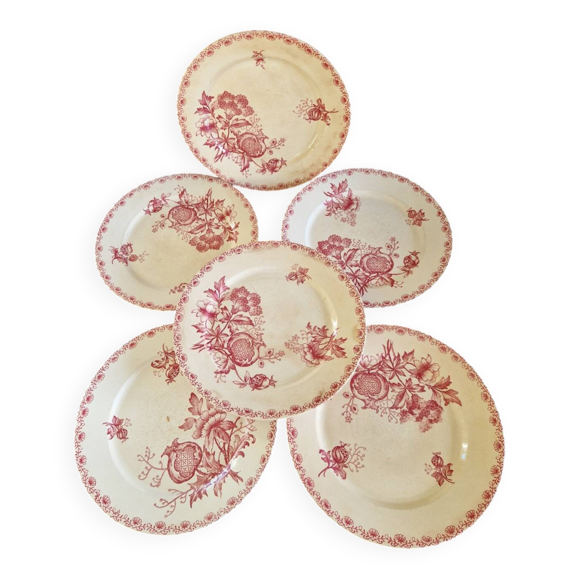 Set of 6 dinner plates from Sarreguemines, Alma model