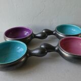 Lot of 4 black and colored ceramic cups