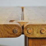 Vintage scandinavian pine drop-leaf dining table, edvin helseth, norway 70s
