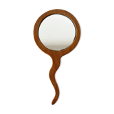 Vintage twisted wooden hand mirror