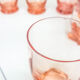 Lot of 11 vintage verrine pink glass liqueur glasses
