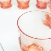 Lot of 11 vintage verrine pink glass liqueur glasses