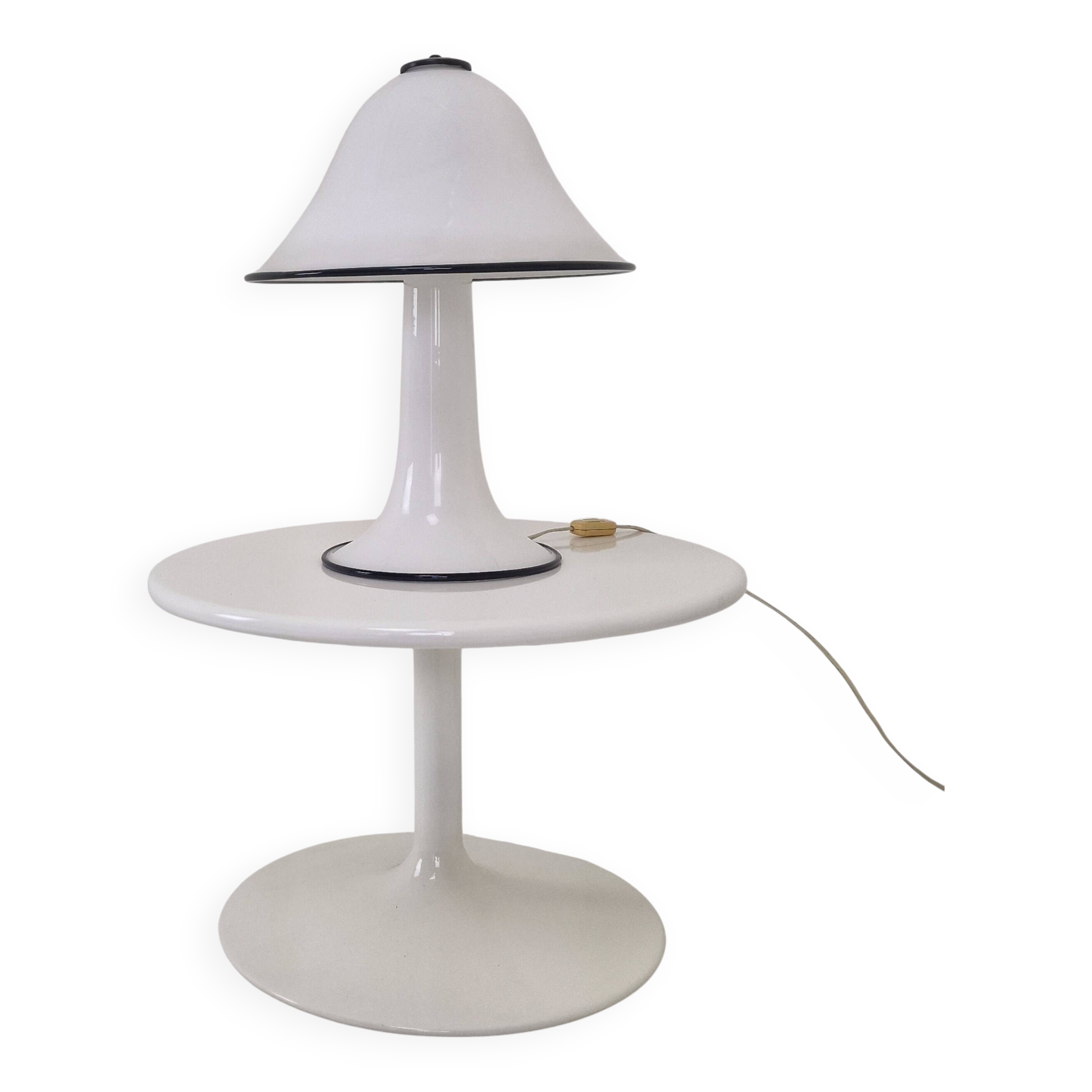 Rare '70s Murano Mushroom Lamp – Hand-Blown Glass with White Diffused Light