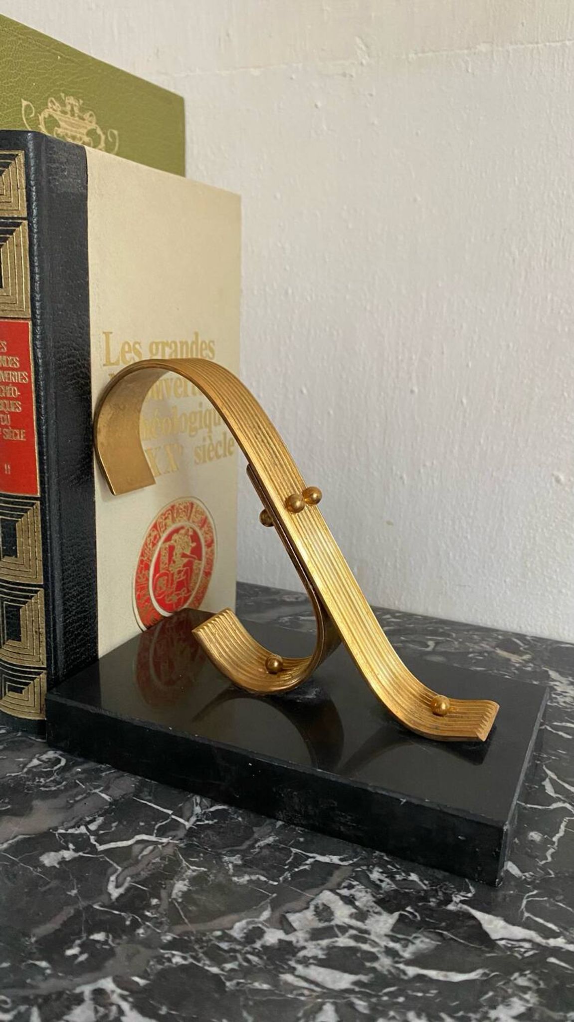 Pair of Modernist Gold Starry Bookends