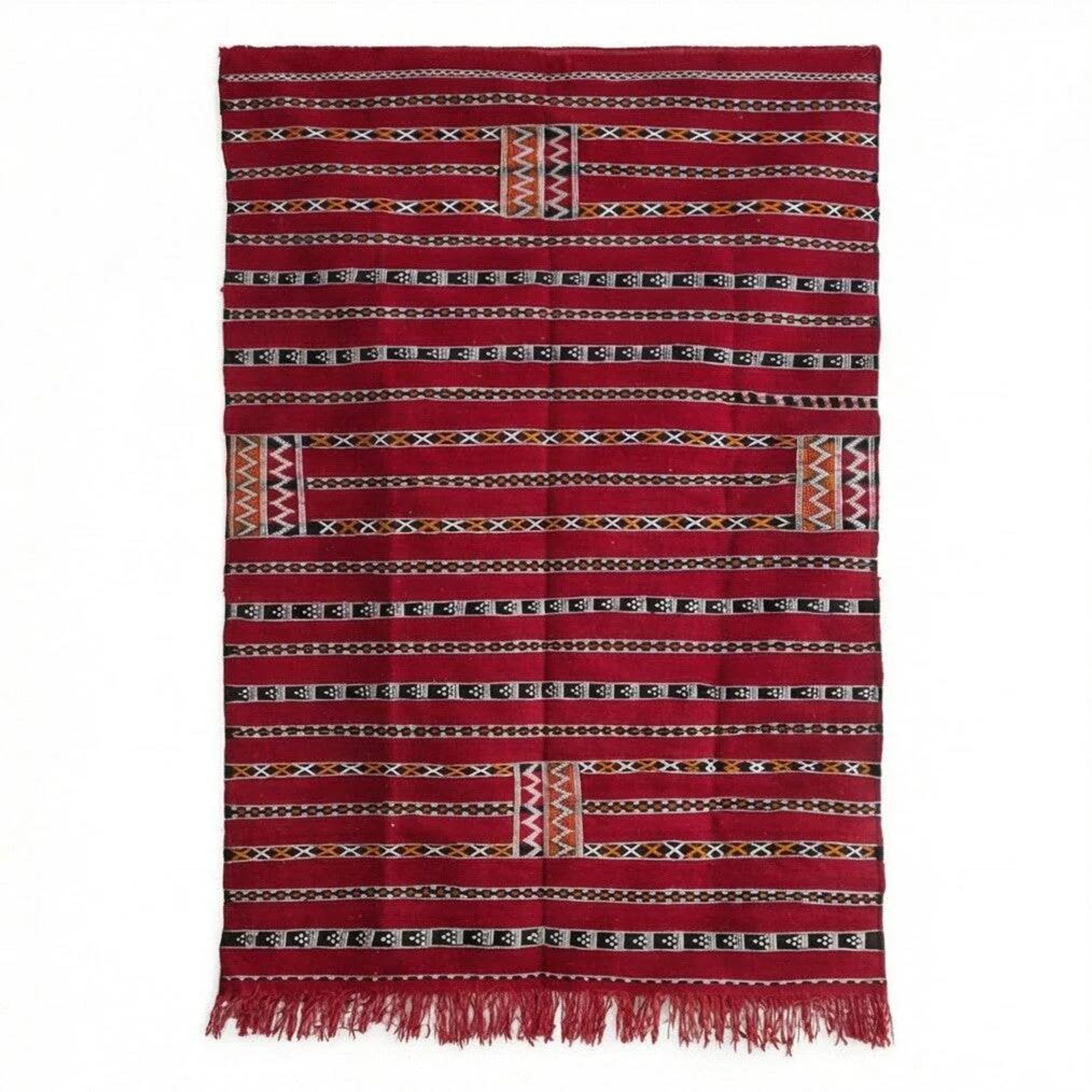 Tapis marocain kilim rouge 140x230 cm