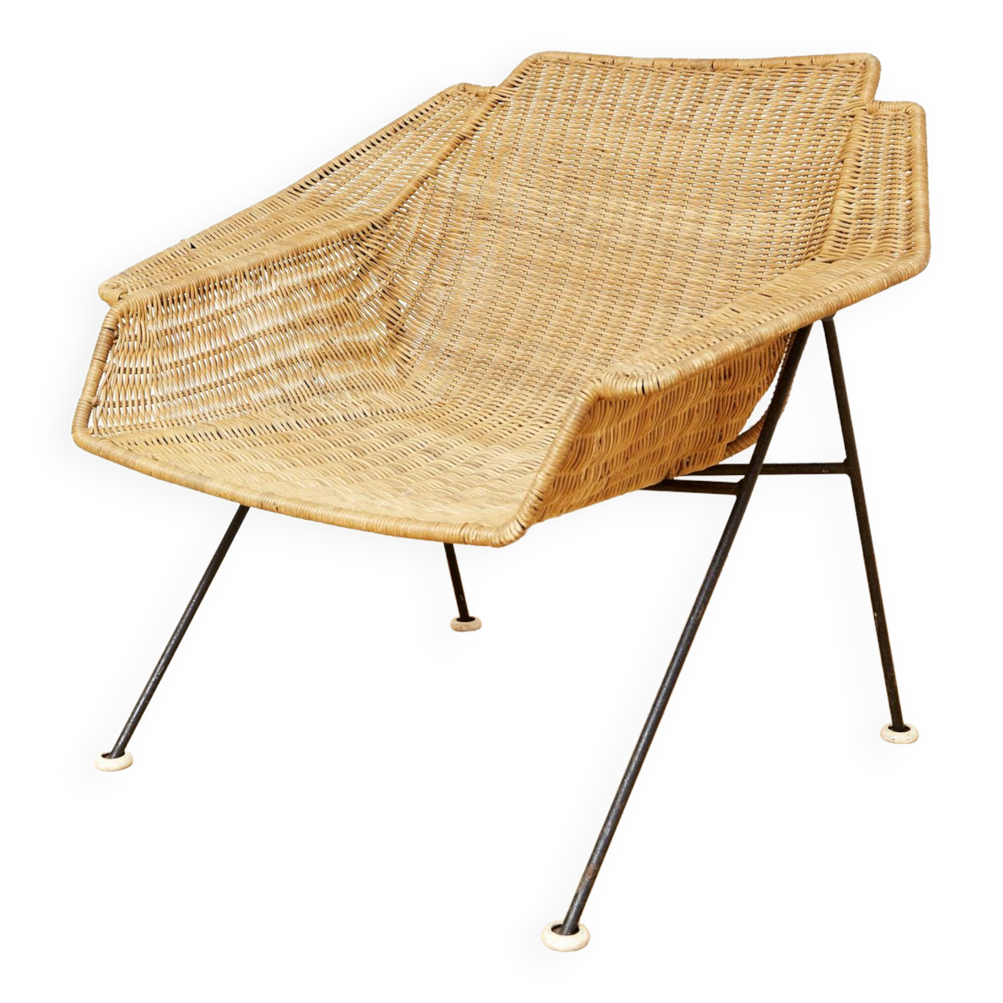 Mid-Century Rattan Lounge Chair