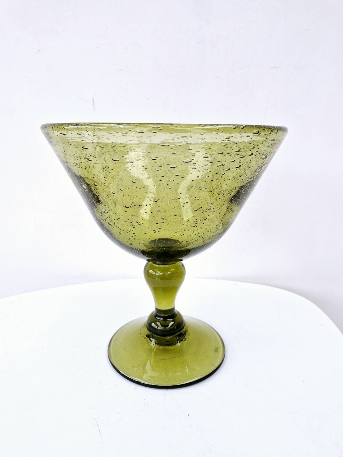 Vintage fruit bowl blown glass biot glassware unique piece
