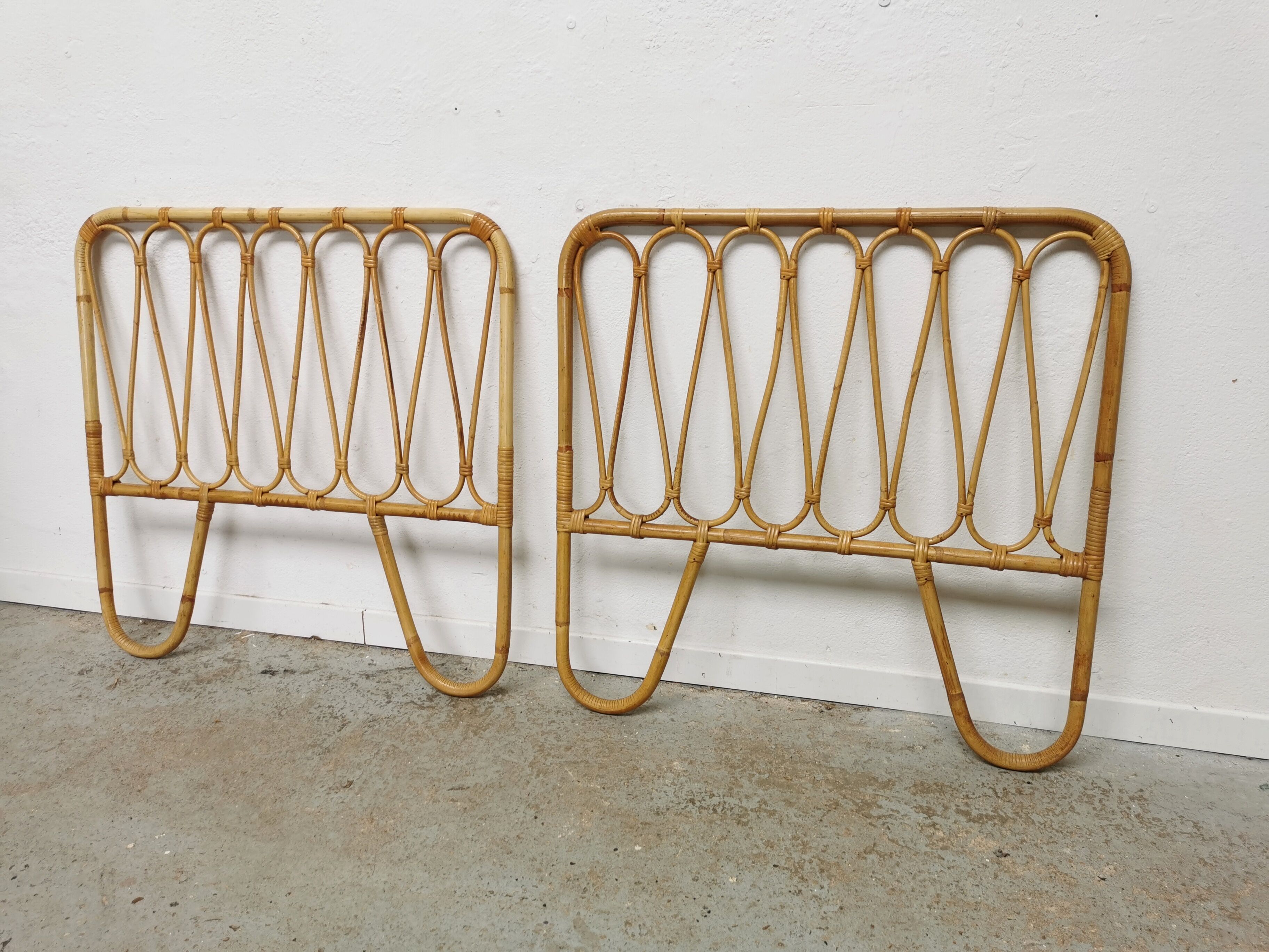 Pair of vintage rattan headboards