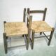 Paire de chaises enfant en bois et paille