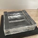 Empty ashtray vintage leather and glass pocket