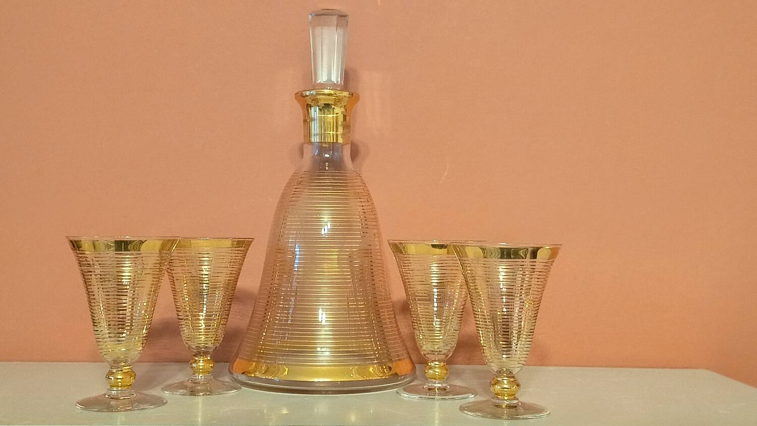 Carafe et verres Art deco