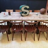 Table in wood and cast iron, industrial style, vintage