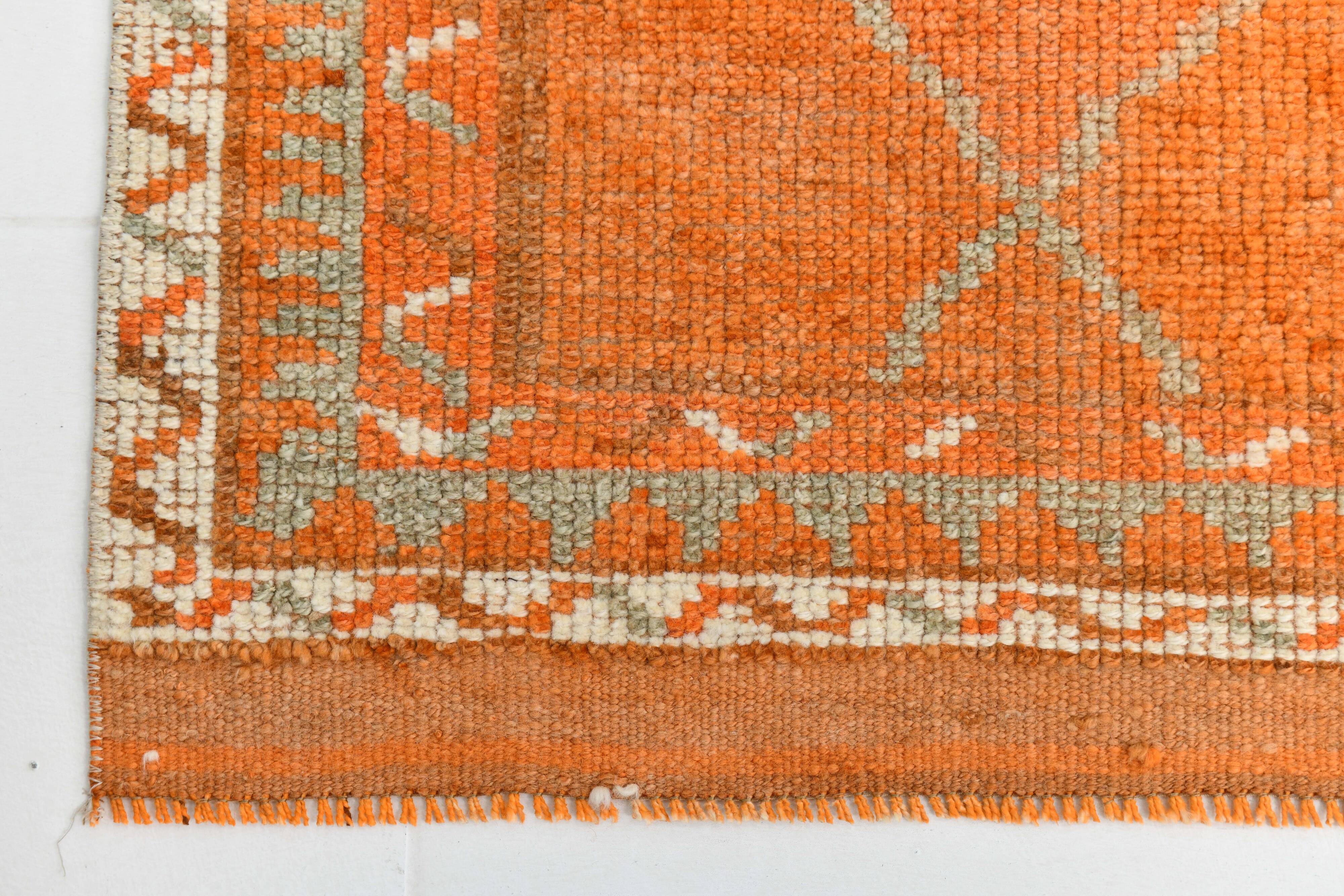 Beige & Orange Vintage Runner Rug, 83x383Cm