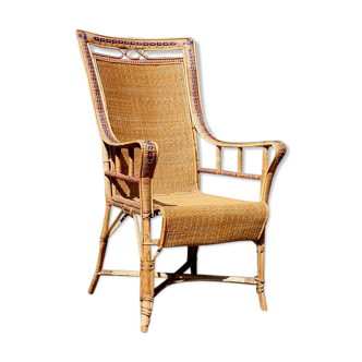 Garden rattan armchair or veranda from the 50s