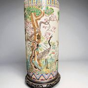 China, Important porcelain scroll vase decorated with cranes and flora, 19th century