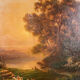"Animated landscape at sunset", oil on canvas 19th century