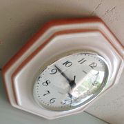 Vintage white ceramic octagonal clock 60/70