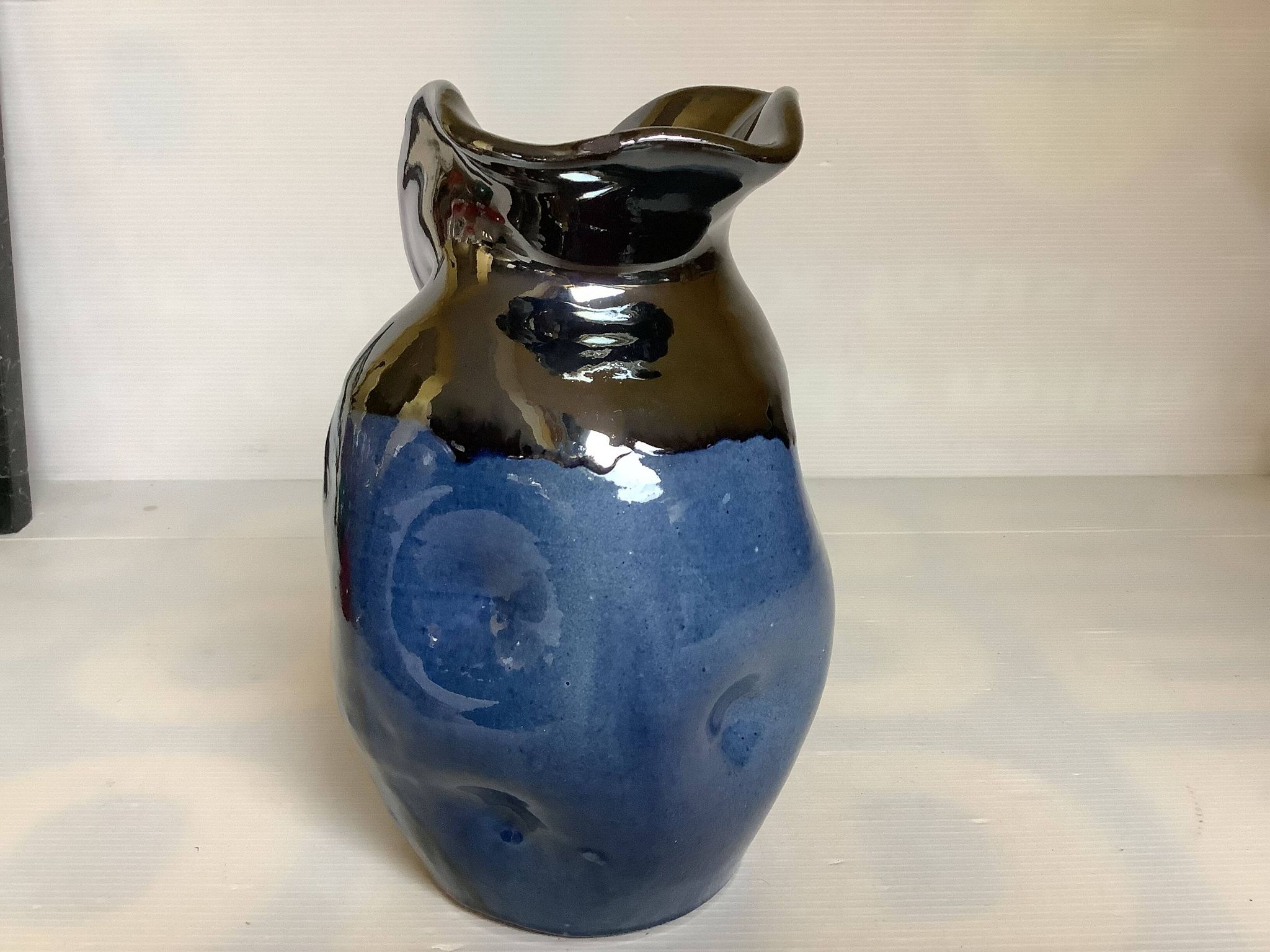 Iridescent modernist vase by Thomas Buxo