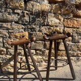 2 Brutalist "Marbella" bar stools, Confonorm Spain, 1960s