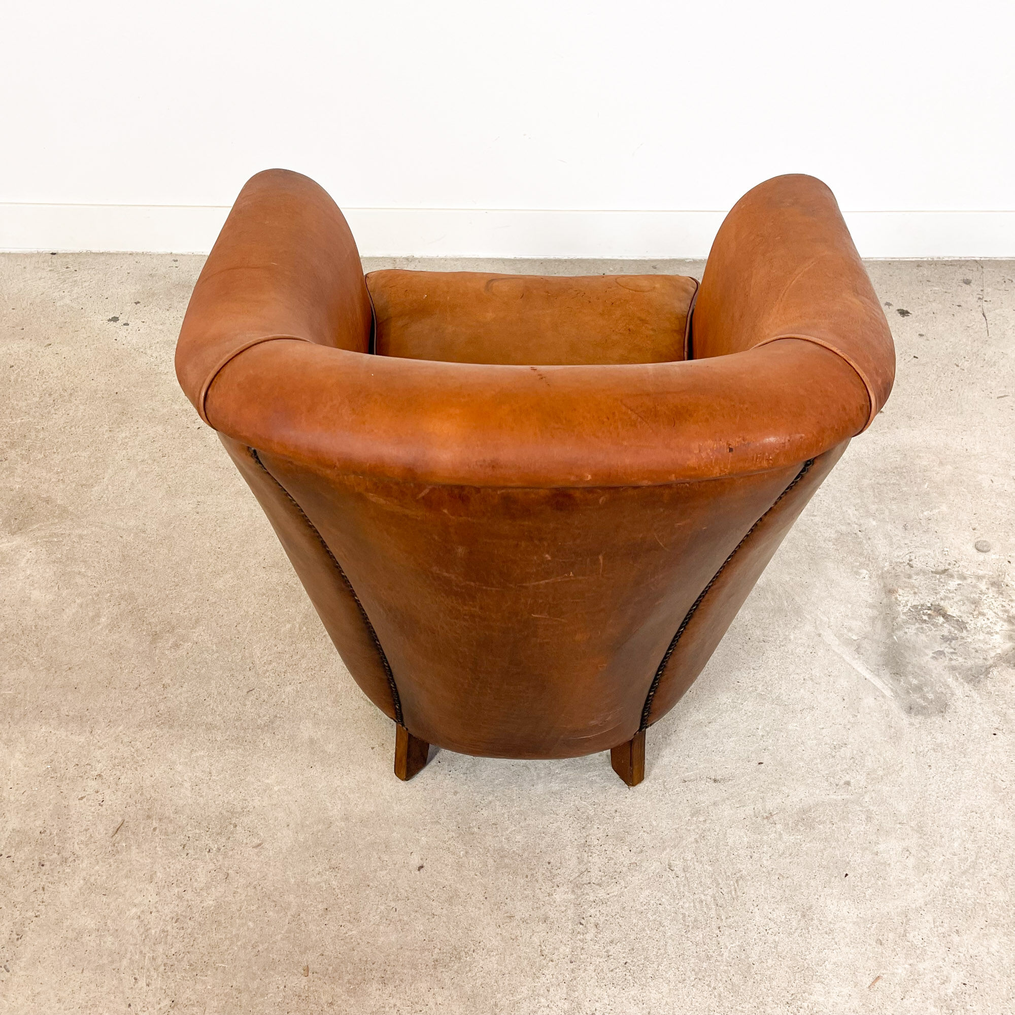 Vintage sheep leather club chair tub maastricht