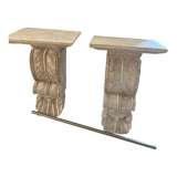 Set of 2 wooden consoles