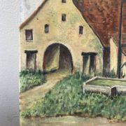 Naive painting of a farm in the Jura