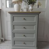 Louis Philippe style chest of drawers, 4 drawers in verdigris