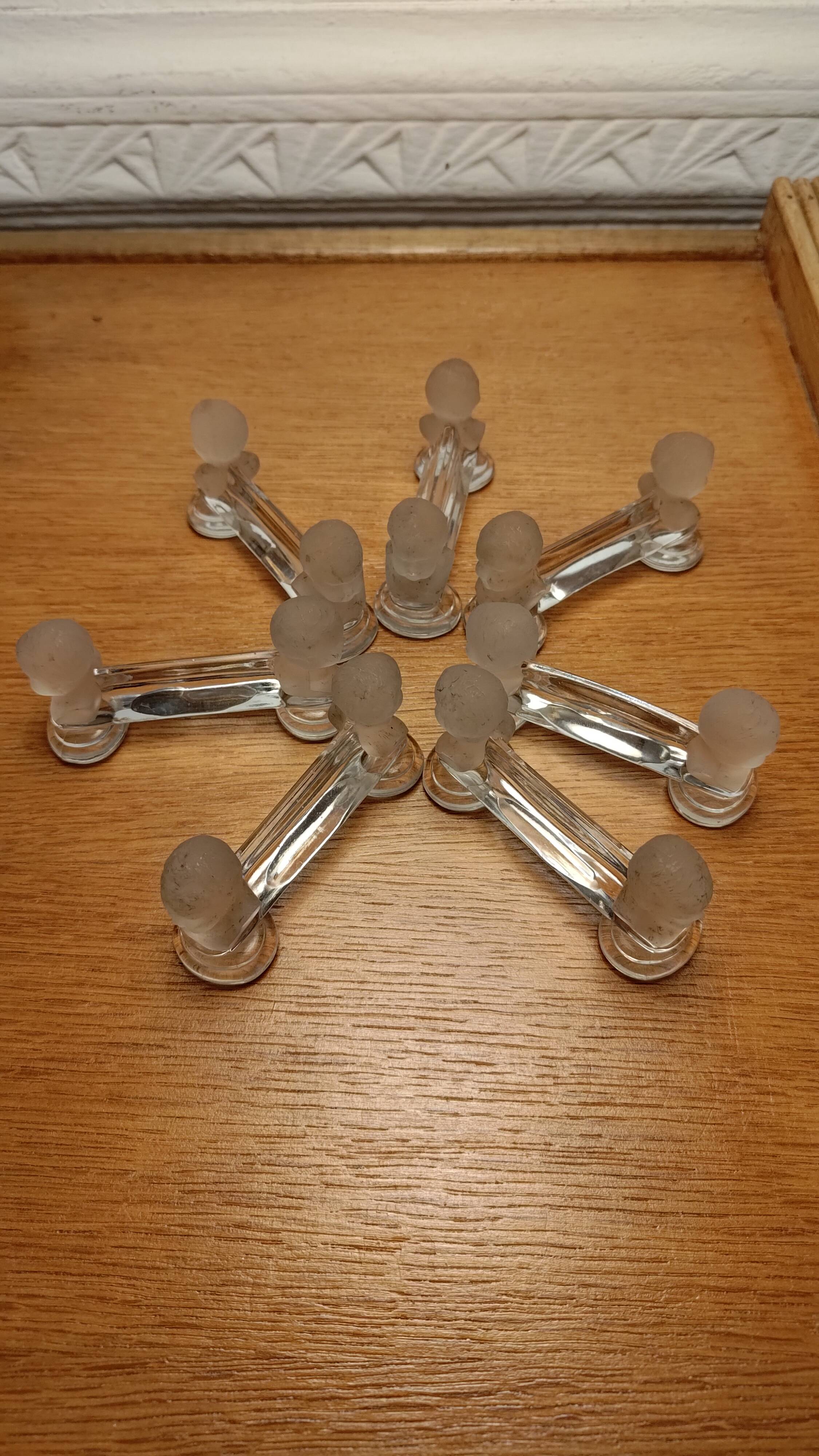 Set of 7 Baccarat Houdon crystal knife holders