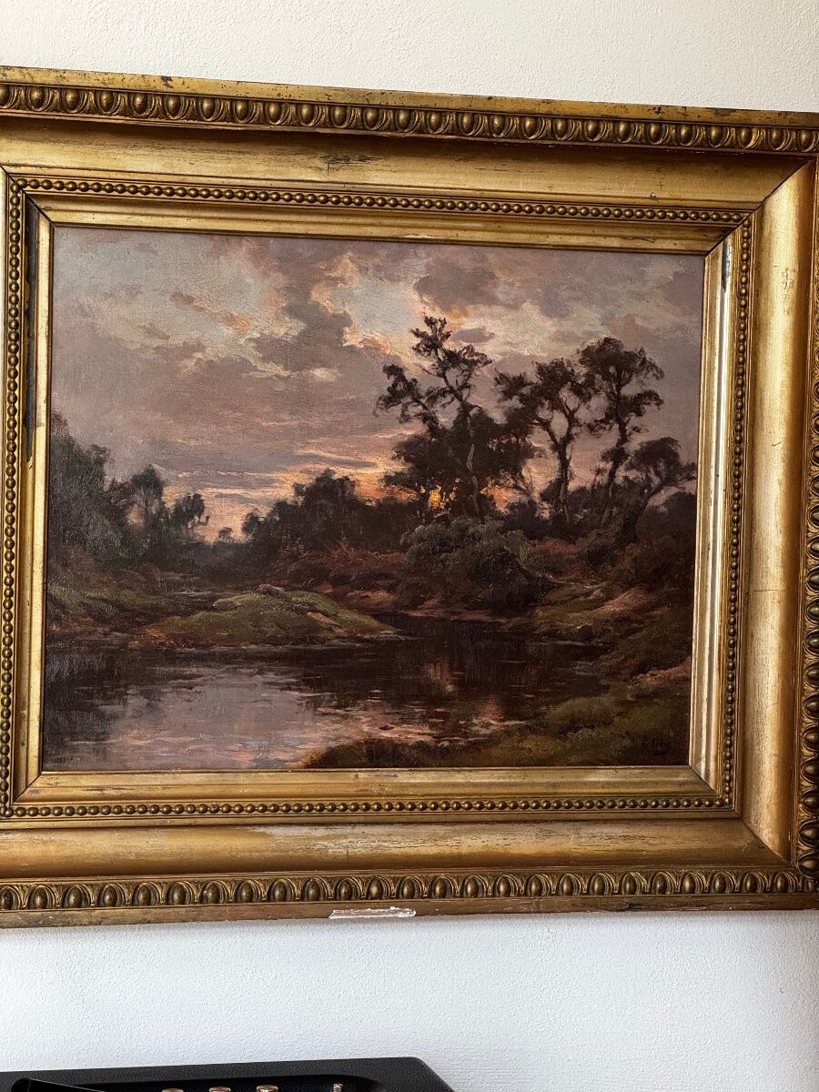 Louis Marius Gueit 1877-1956 The Dawn in the Landes signed Hsp 42 x 53cm