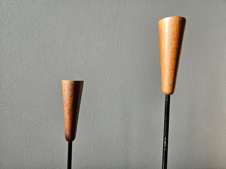 Rare teak and metal candle holder from the mid-century, Denmark, 1960s