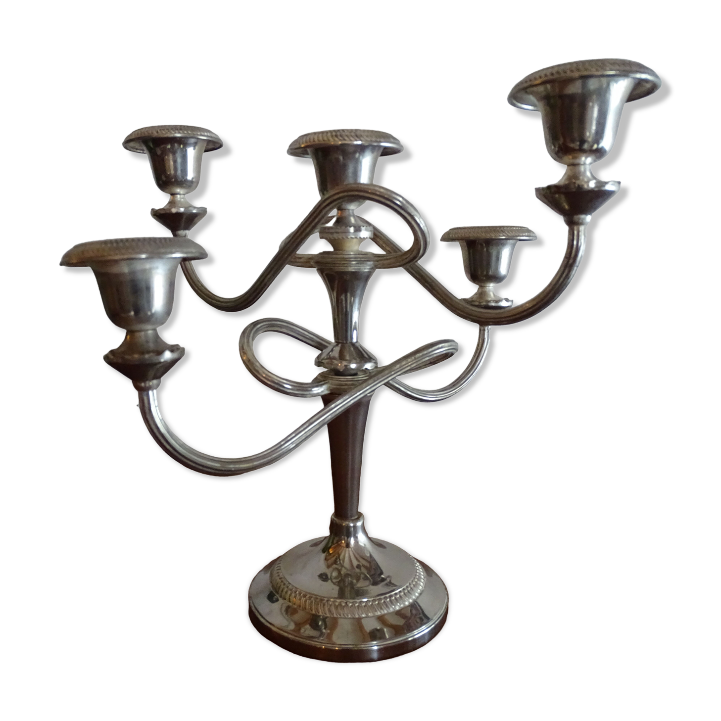 Chandelier 5 burners vintage silver metal