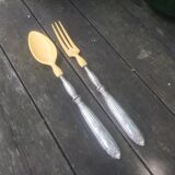 Silver and ivory salad cutlery in early 20th century