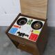 Unique 1960s bedside table with 15 complete games, compass legs, 1960s