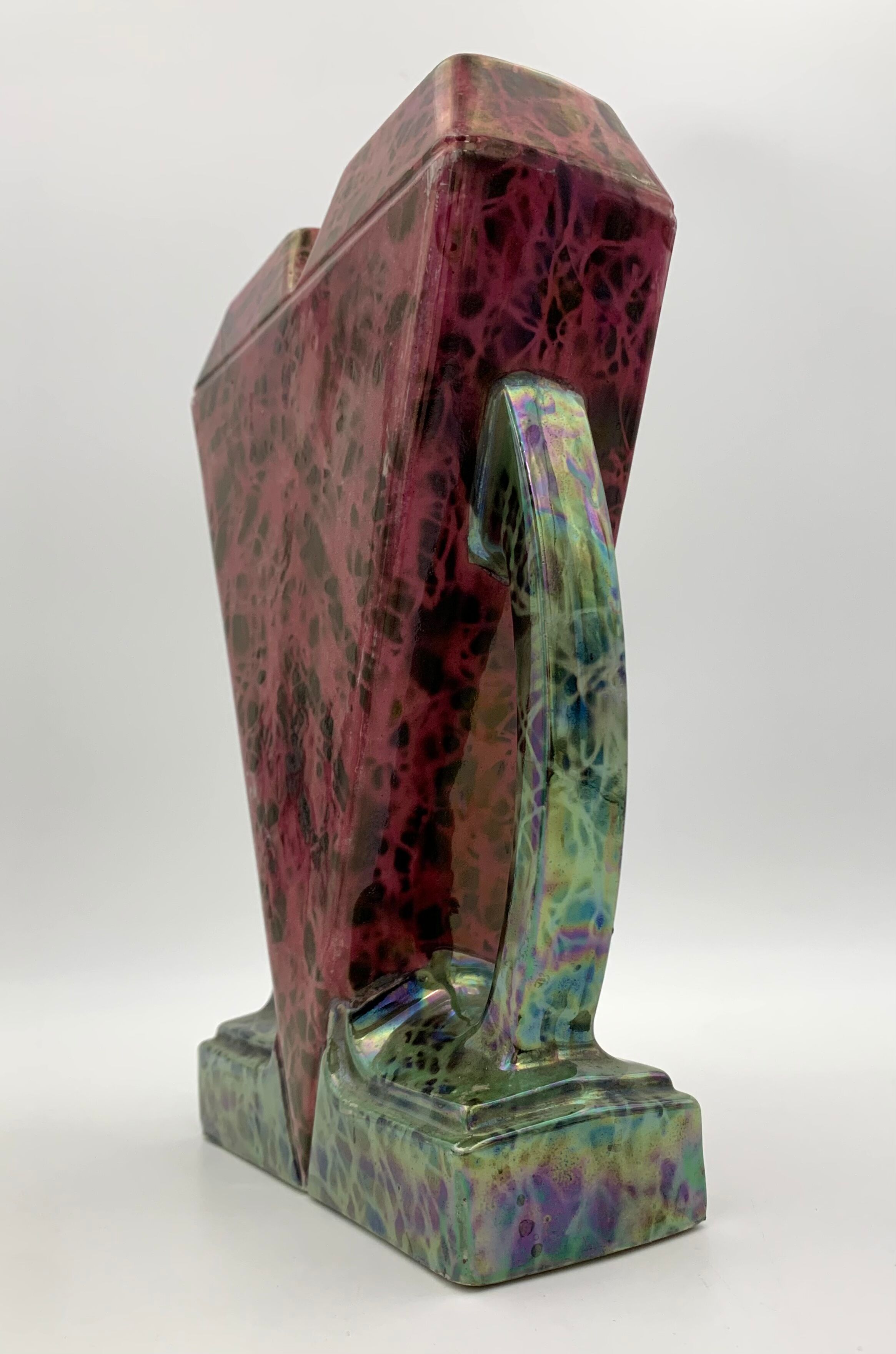 MAJOLIQUE WASMUËL - Art Deco vase in faience signed numbered - 1930s