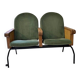 Forest green cinema double seat in oak and metal - 2 places, 1970s vintage design