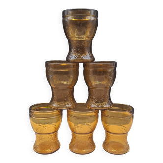 Set 6 verres ambrés italiens