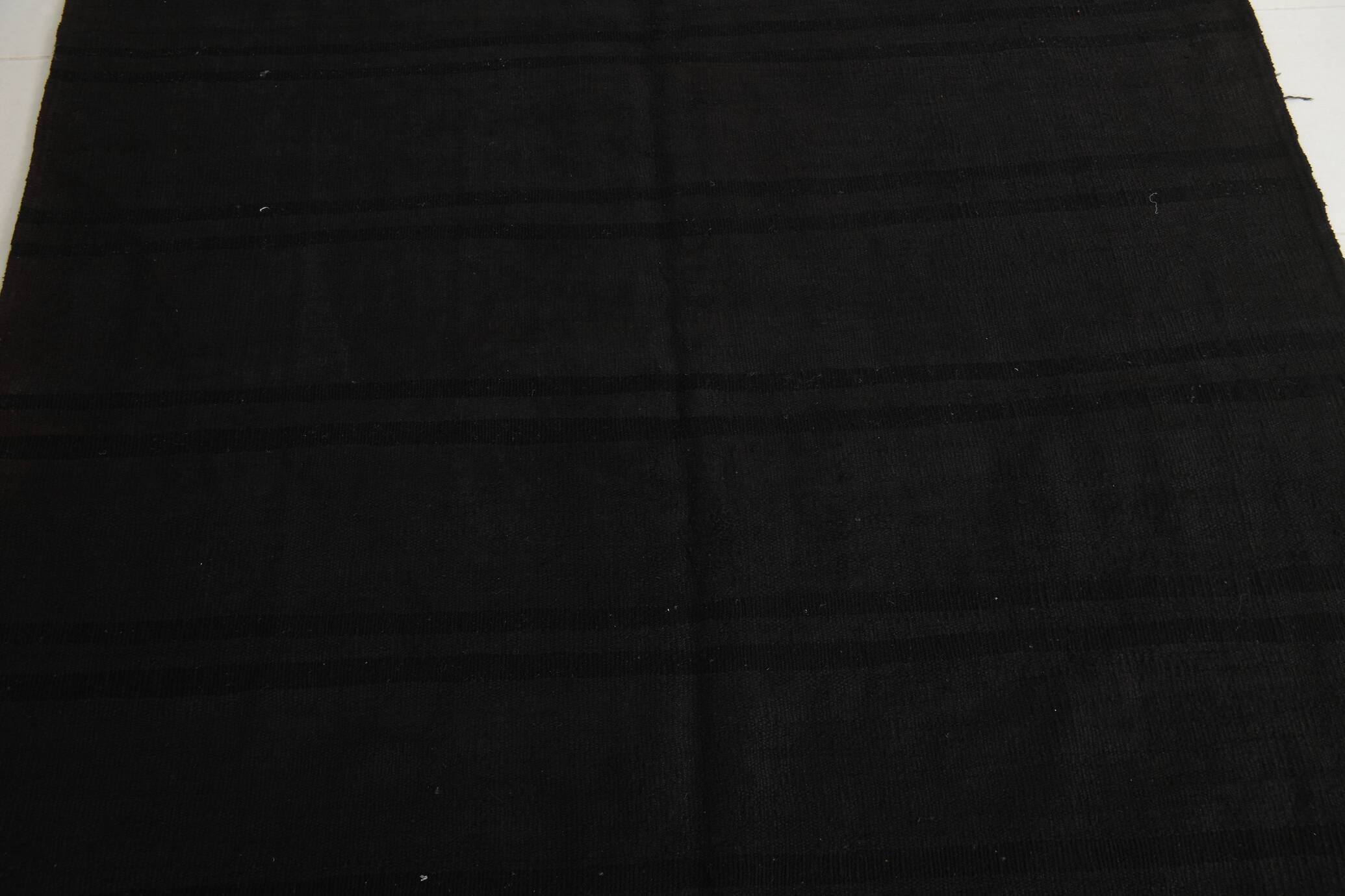 Striped Pattern Black Vintage Rug, 204x296 Cm