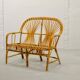 Elegant Rohé Style Vintage Design Rattan Bamboo Two-Seat Patio Sofa, 1950s.