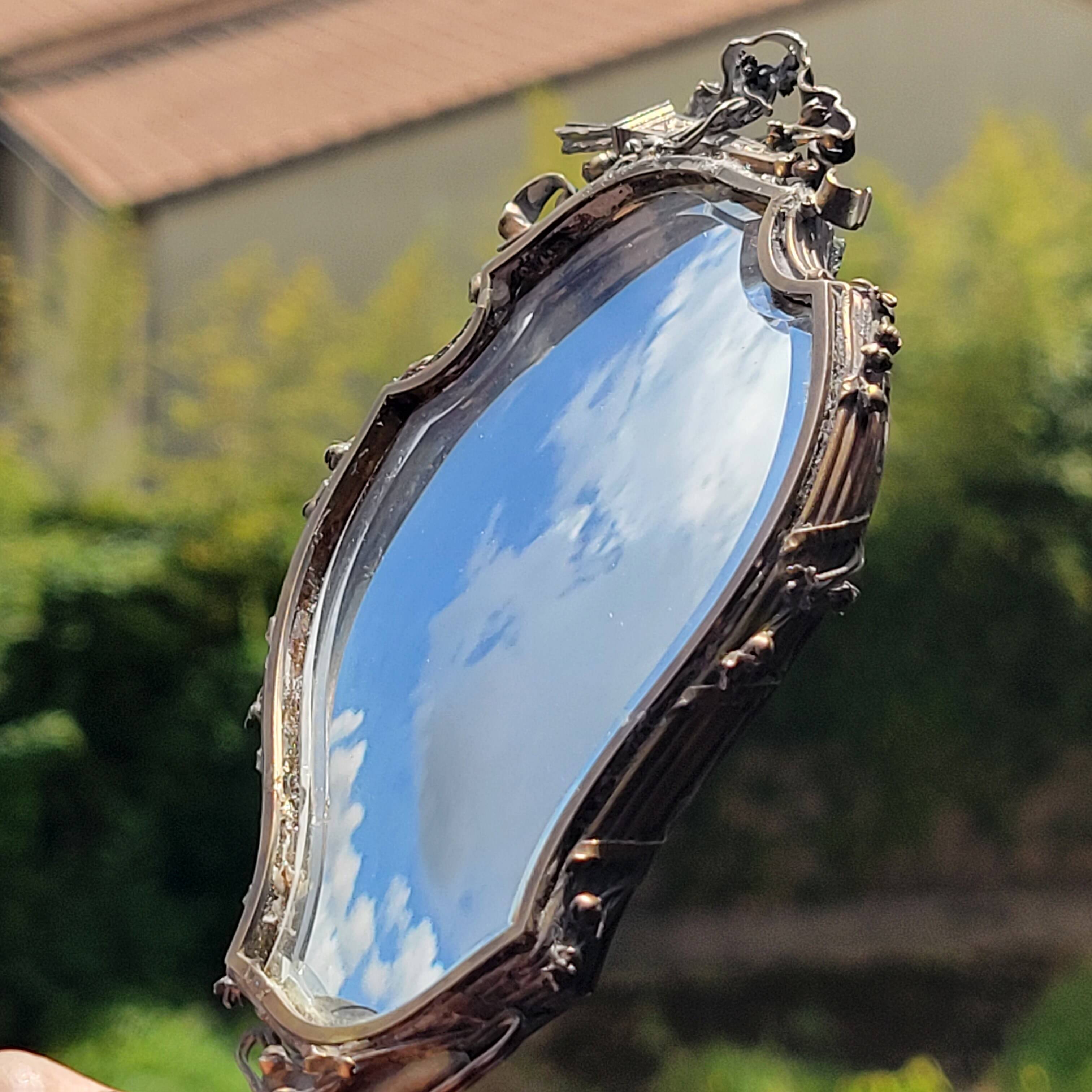 old double-sided hand-held mirror Henri Auguste SOLIÉ 1900