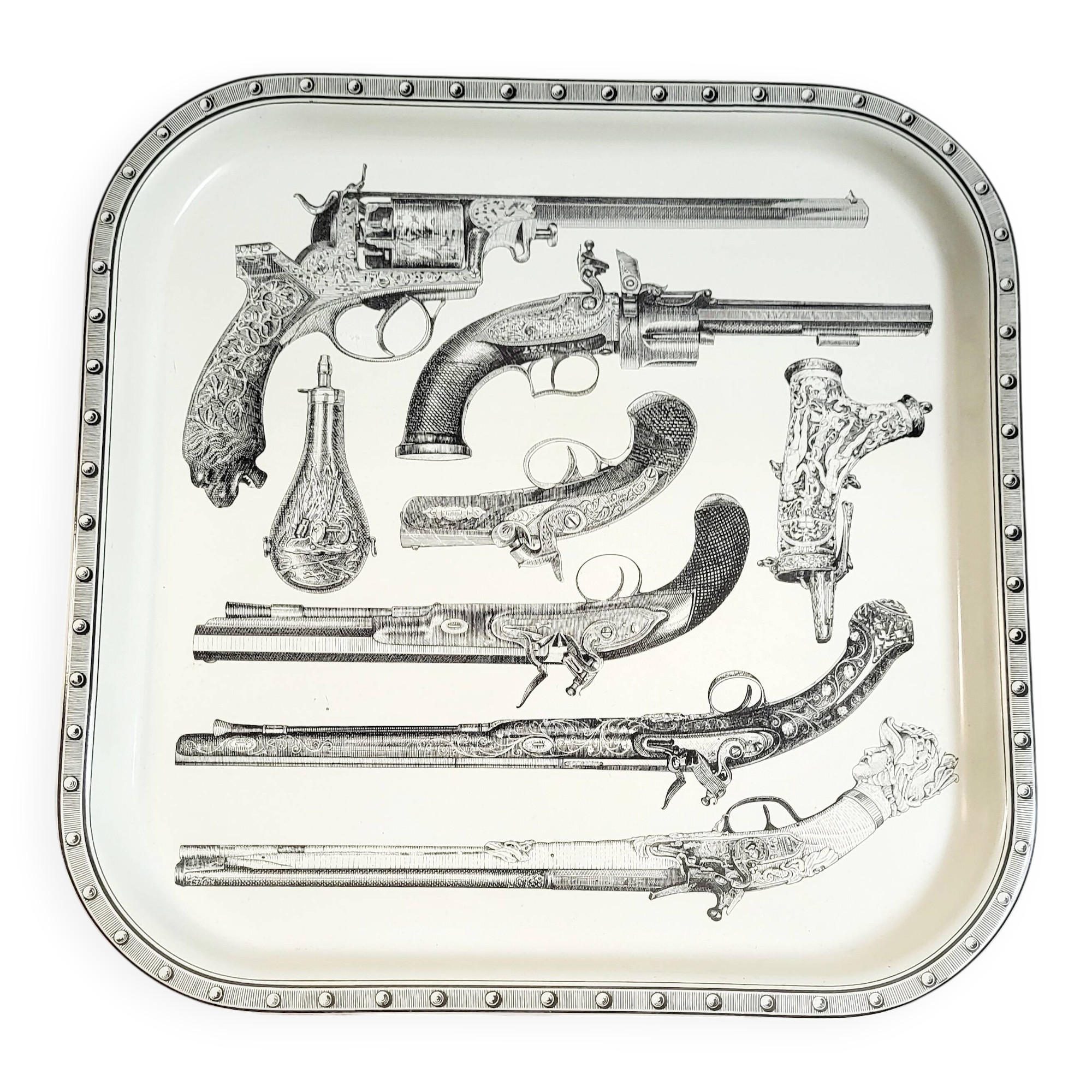 Plateau de service en métal, Piero Fornasetti, Italie, 1960