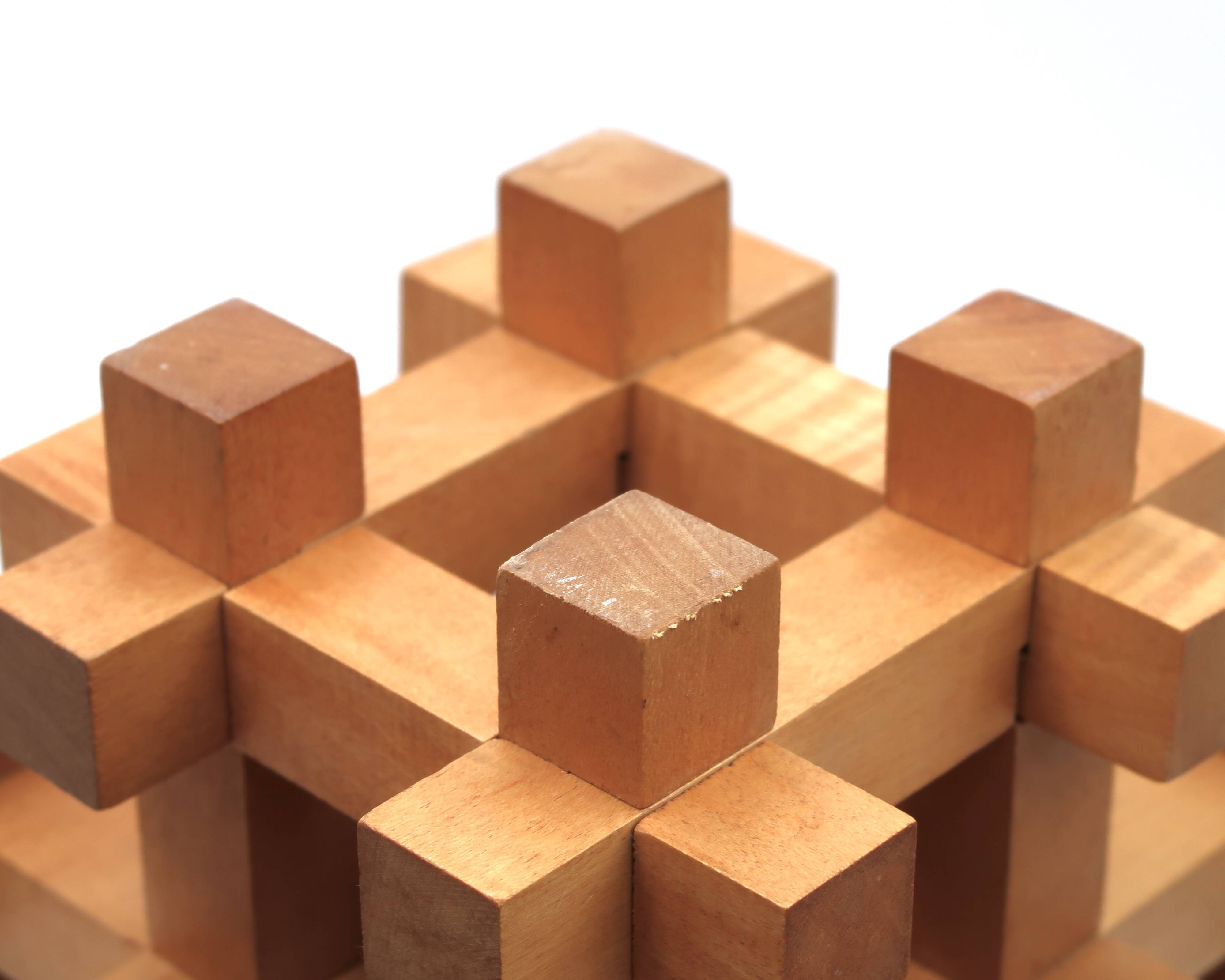 Japanese wooden puzzle sculpture by Sori Yanagi for Kumiki from the 1970s.