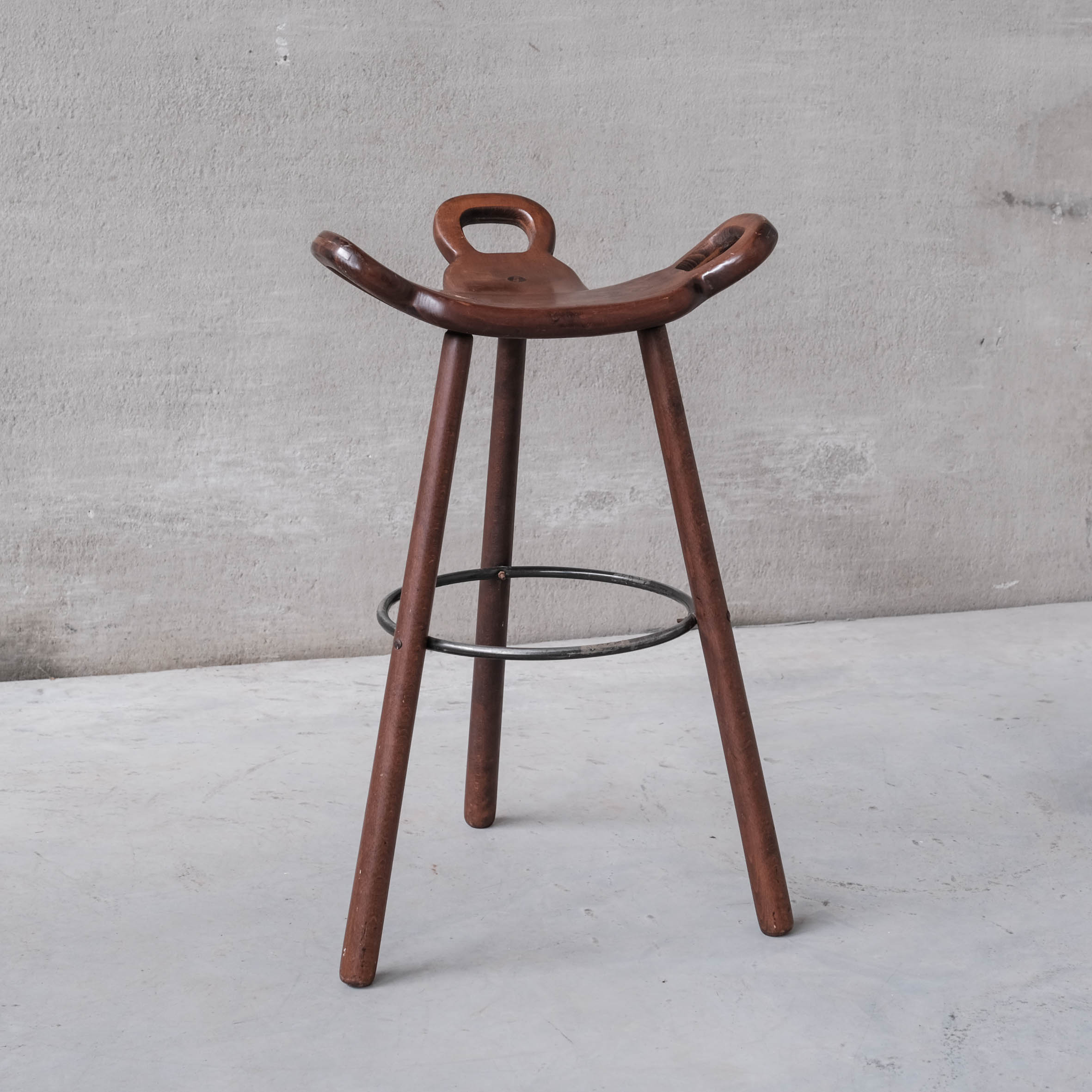 Brutalist mid-century 'Marbella' bar stool (up to 8 available)