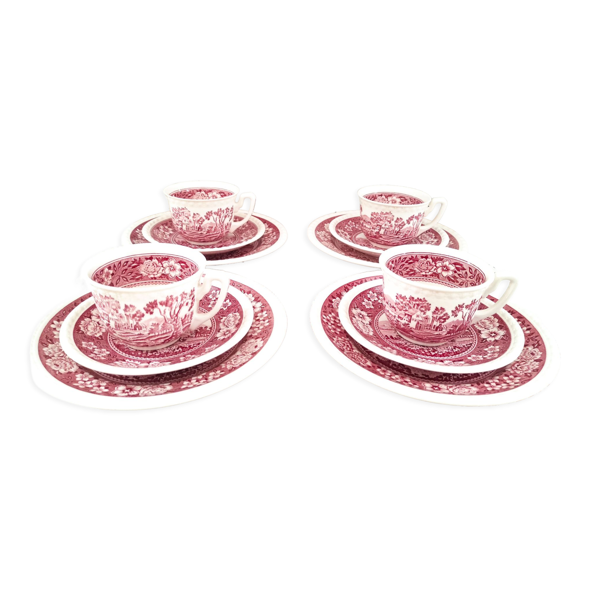 Coffee service 12 rooms 4 people Villeroy & Boch model Rusticana red English décor
